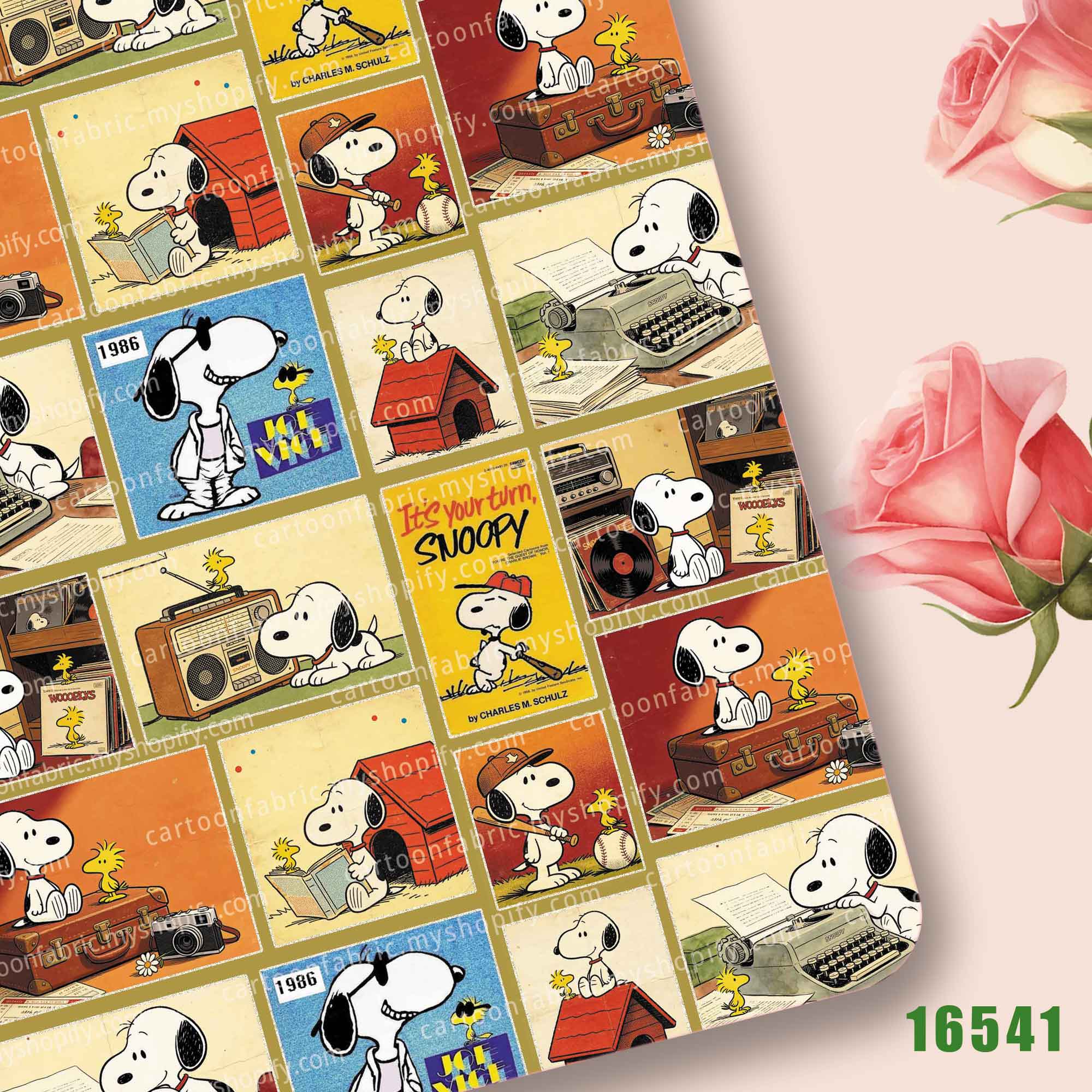 Sewing In Textile - Tissu imprimé de dessin animé Snoopy