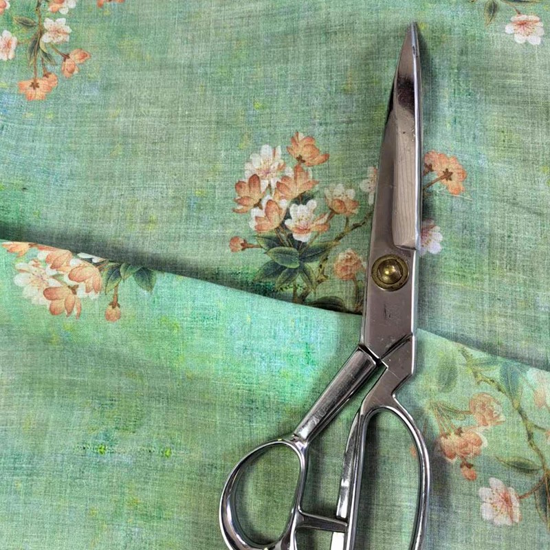 Sewing Custom - Tissu imprimé pétale vert, 1 mètre,