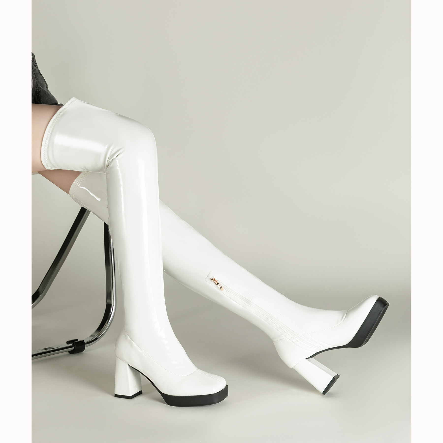 Bottes longues en cuir verni e - Sewing Custom avis et prix